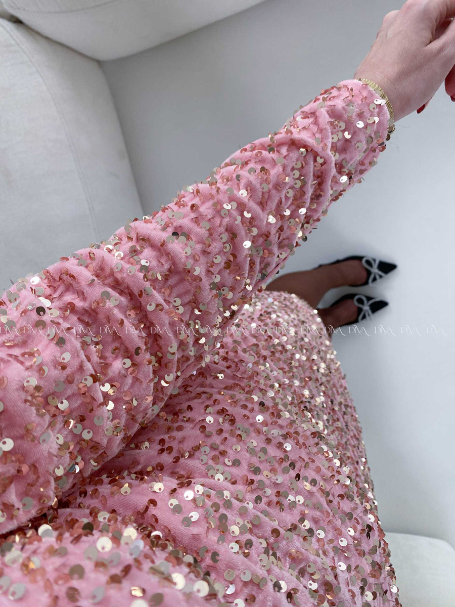 Flitrované mini šaty ružové A 160