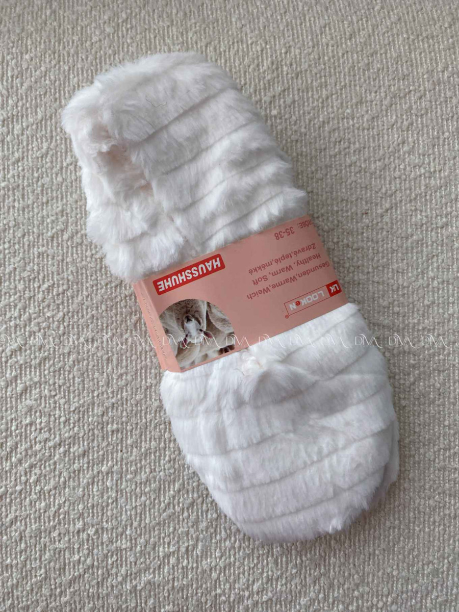 Kožušinové huňaté papučky biele 