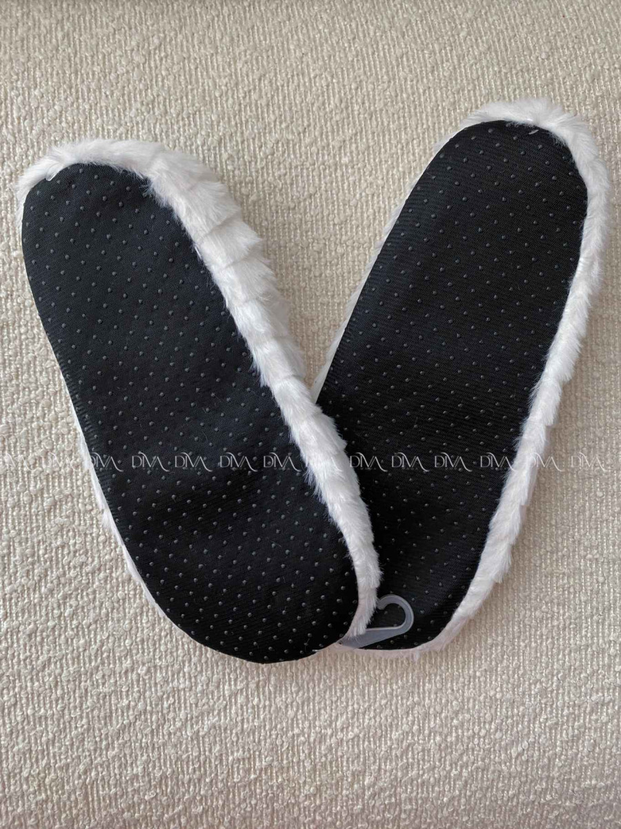 Kožušinové huňaté papučky biele 