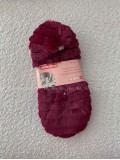 Kožušinové huňaté papučky burgundy