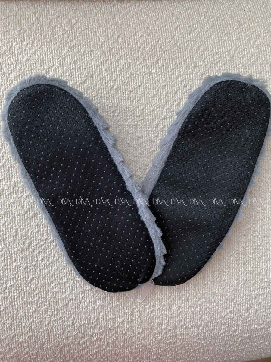 Kožušinové huňaté papučky šedé