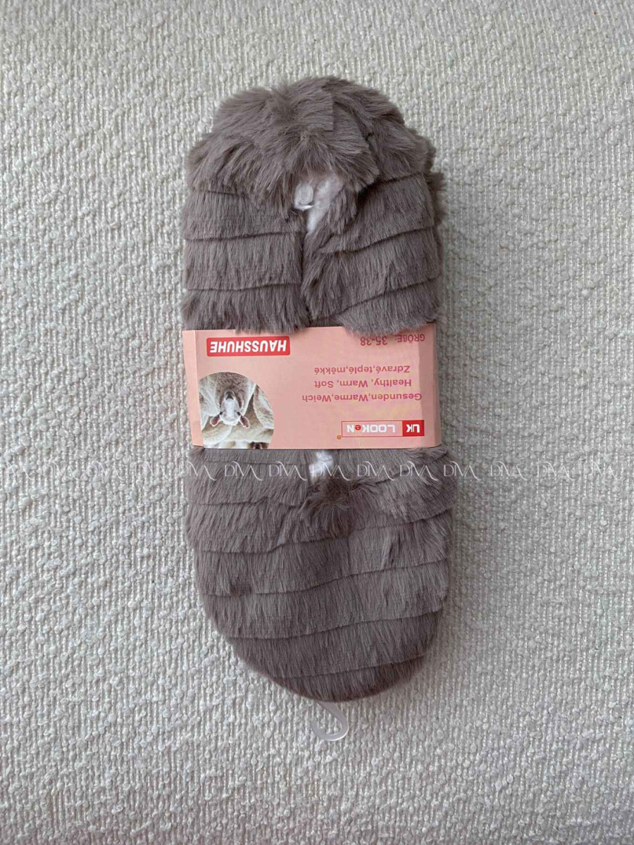 Kožušinové huňaté papučky hnedé