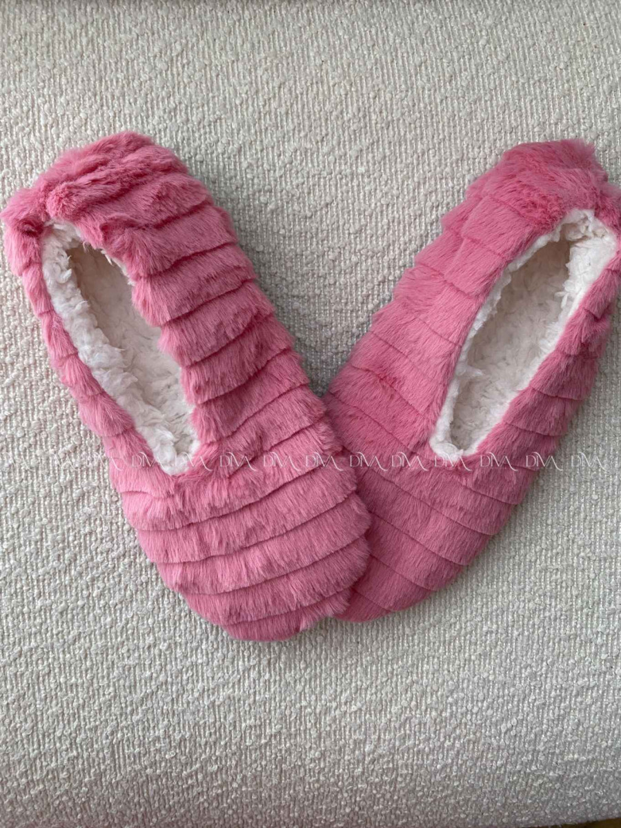 Kožušinové huňaté papučky ružové