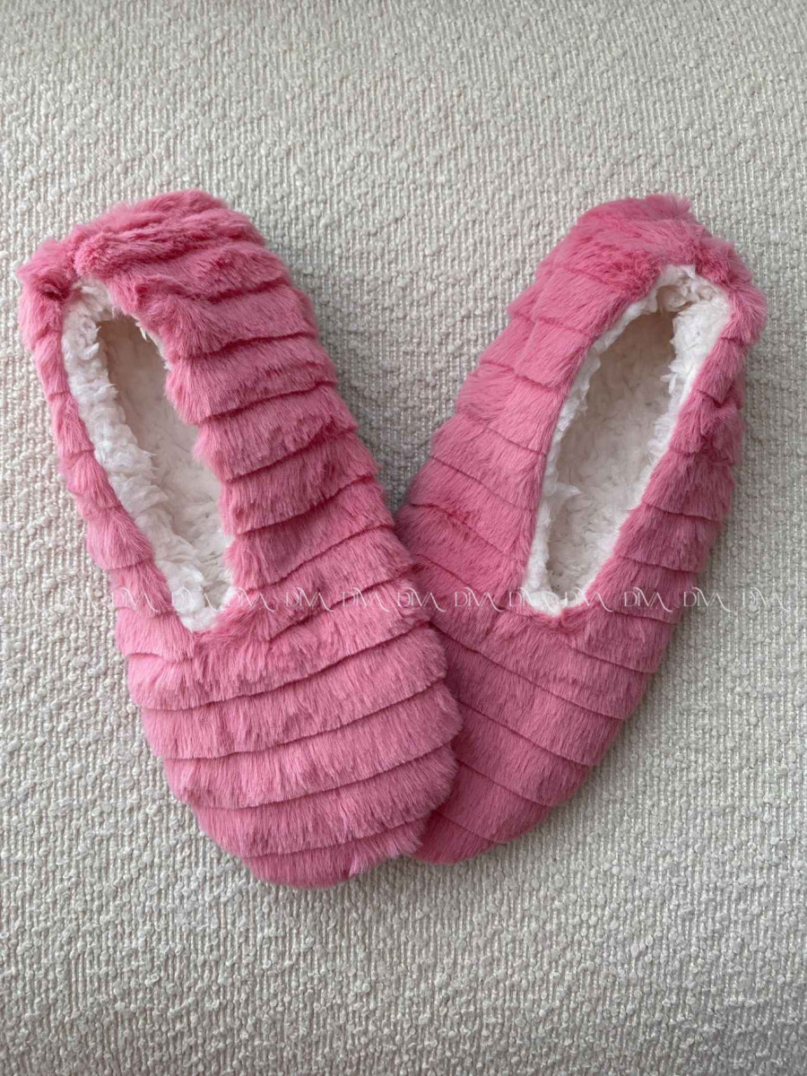 Kožušinové huňaté papučky ružové