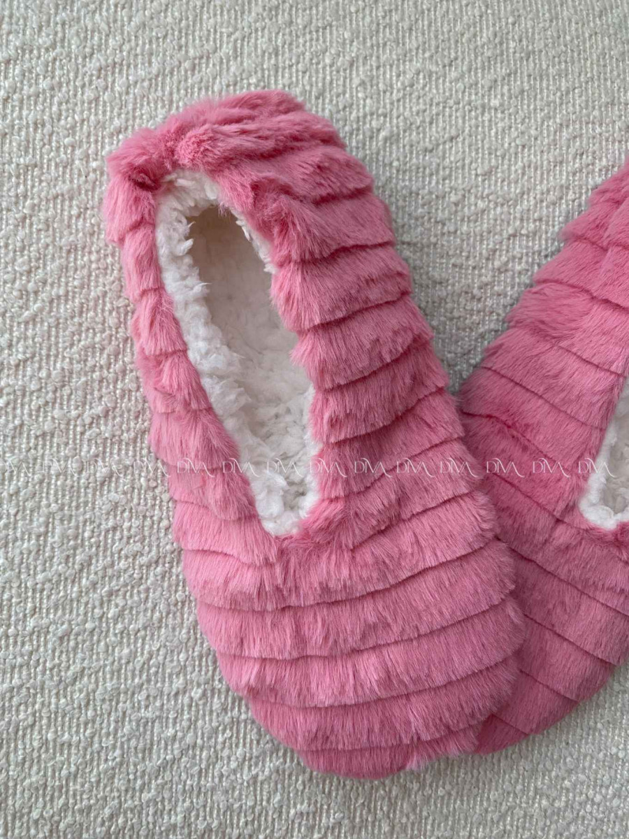 Kožušinové huňaté papučky ružové