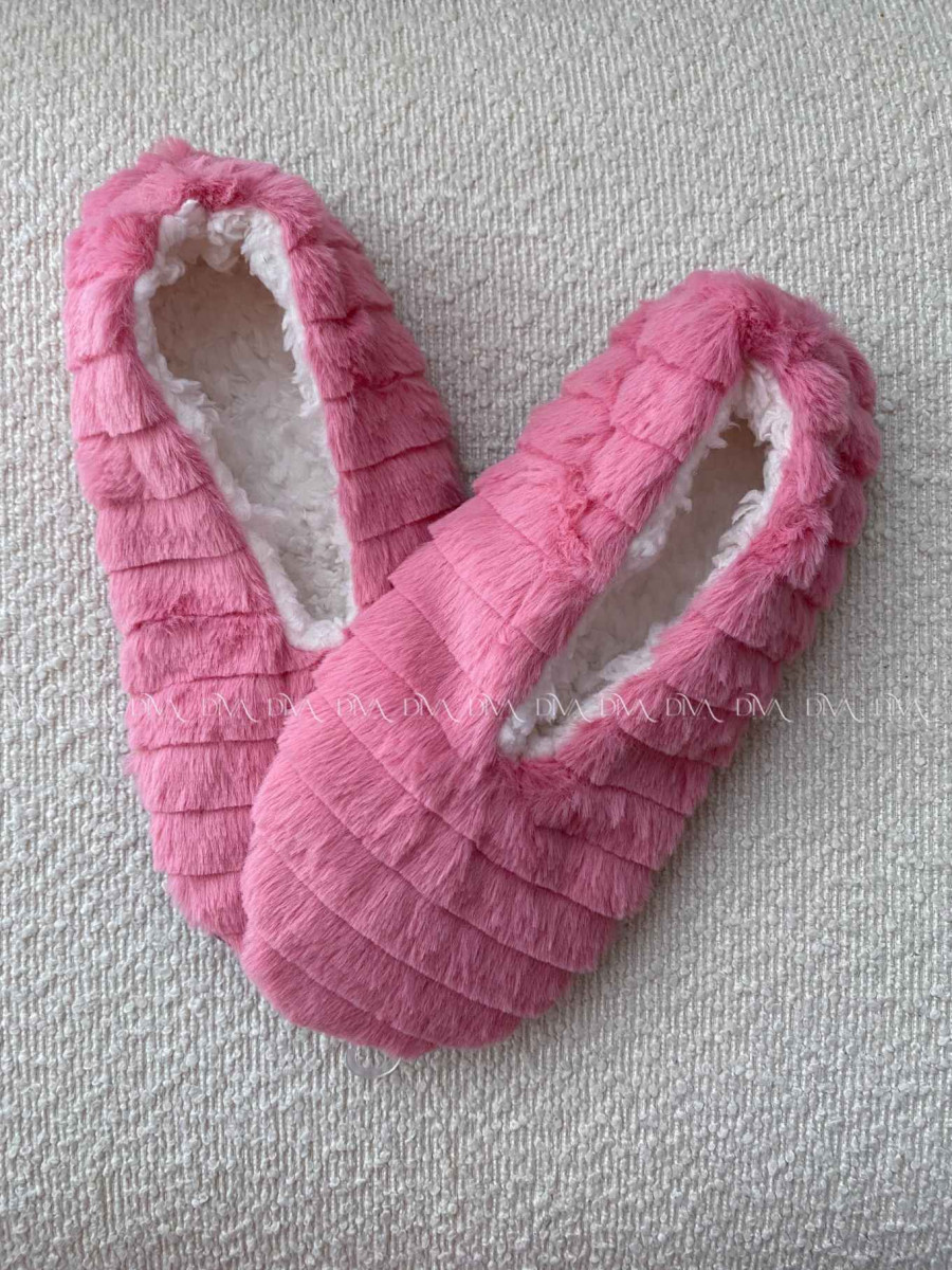 Kožušinové huňaté papučky ružové