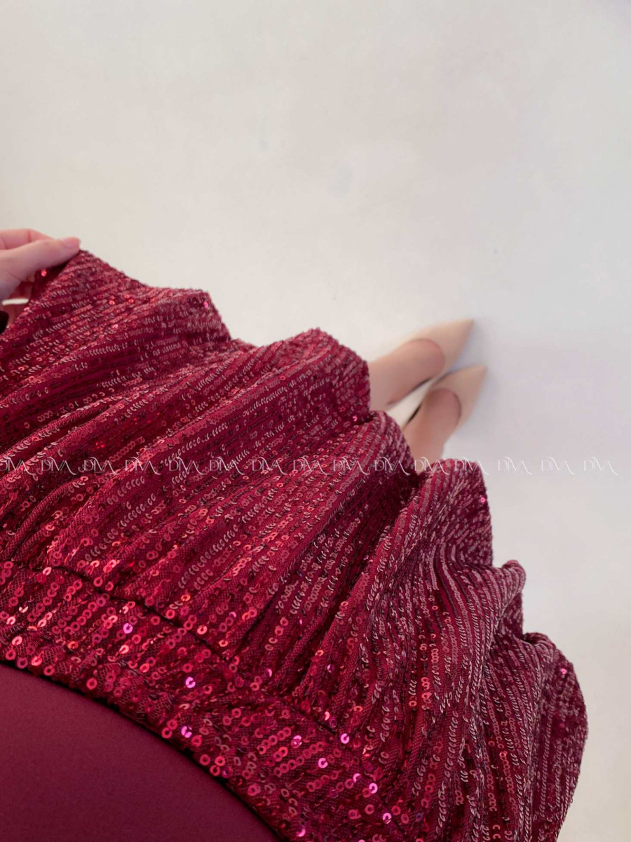 Flitrovaná balónová krátka sukňa červená A 174