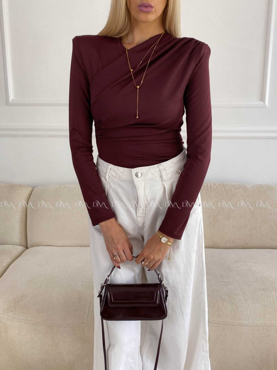 Krížené body s riasením burgundy A 75