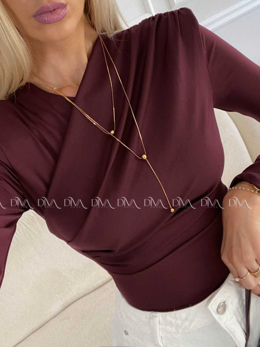 Krížené body s riasením burgundy A 75
