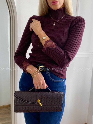 Rolák s krajkou burgundy AA 23