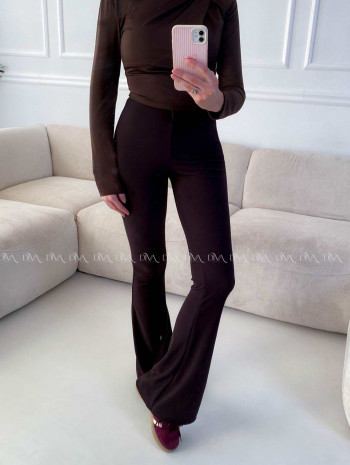 Zvonové legíny s vysokým pásom čokoládové A 171