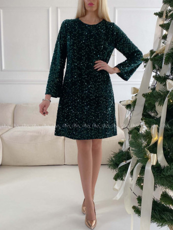 Flitrované šaty s mašľou zelené A 189