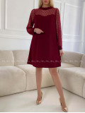 Šaty so sieťovanými rukávmi a trblietkami burgundy A 185