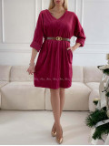 Zamatové šaty red cherry s opaskom M 143