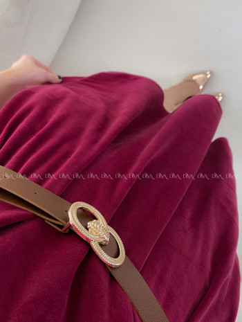 Zamatové šaty red cherry s opaskom M 143