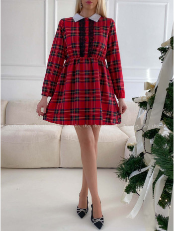 Karované šaty s krajkou A 284