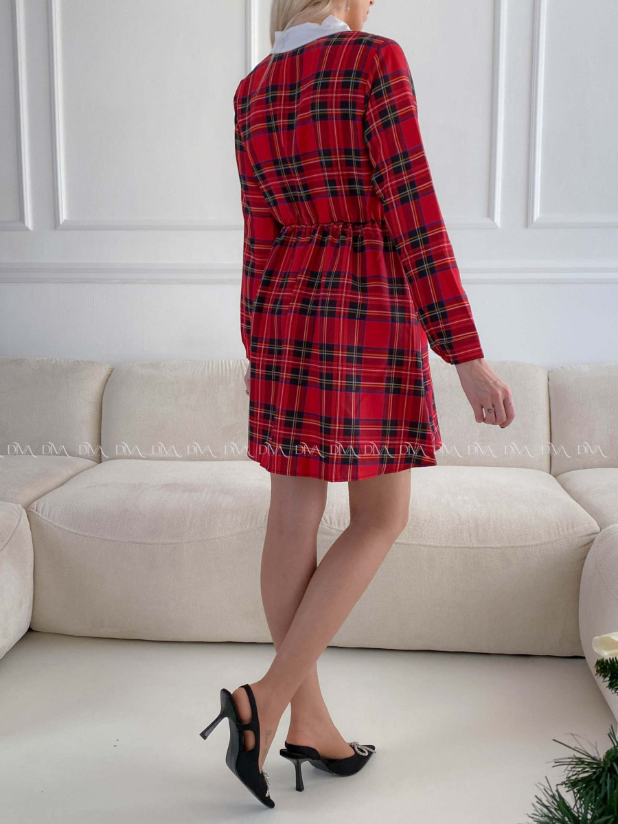 Karované šaty s krajkou A 284