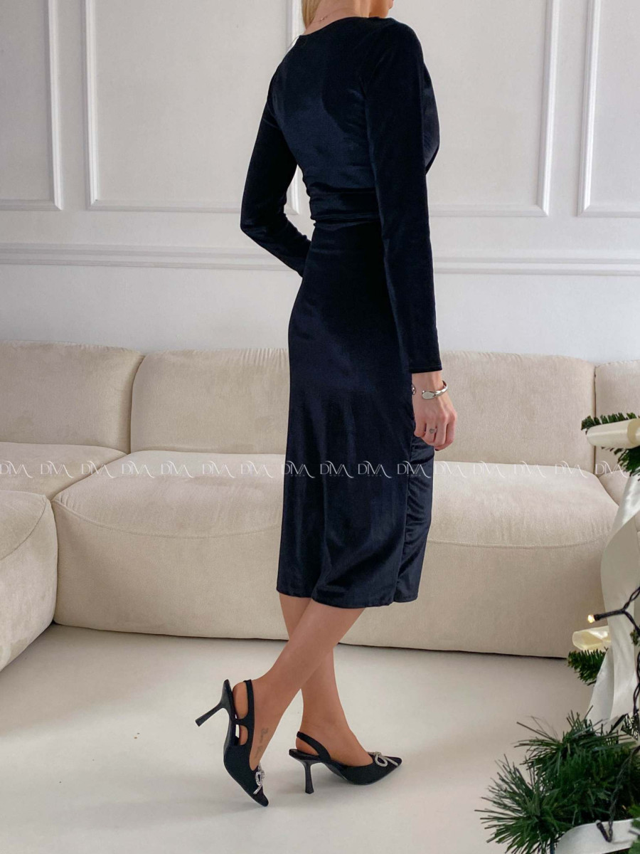 Zamatové elegantné šaty Linda čierne V 215