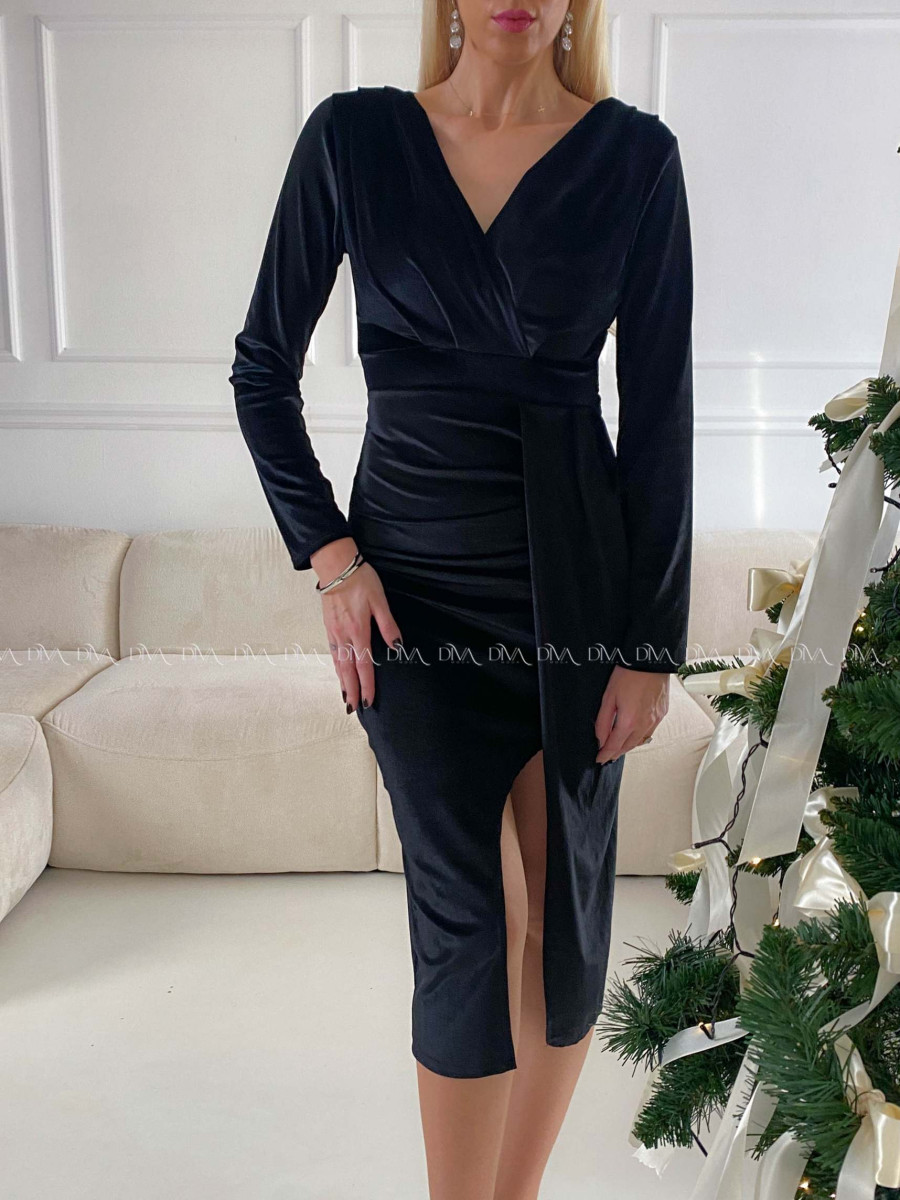 Zamatové elegantné šaty Linda čierne V 215