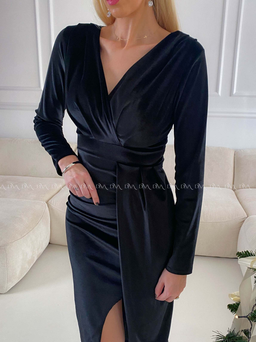 Zamatové elegantné šaty Linda čierne V 215