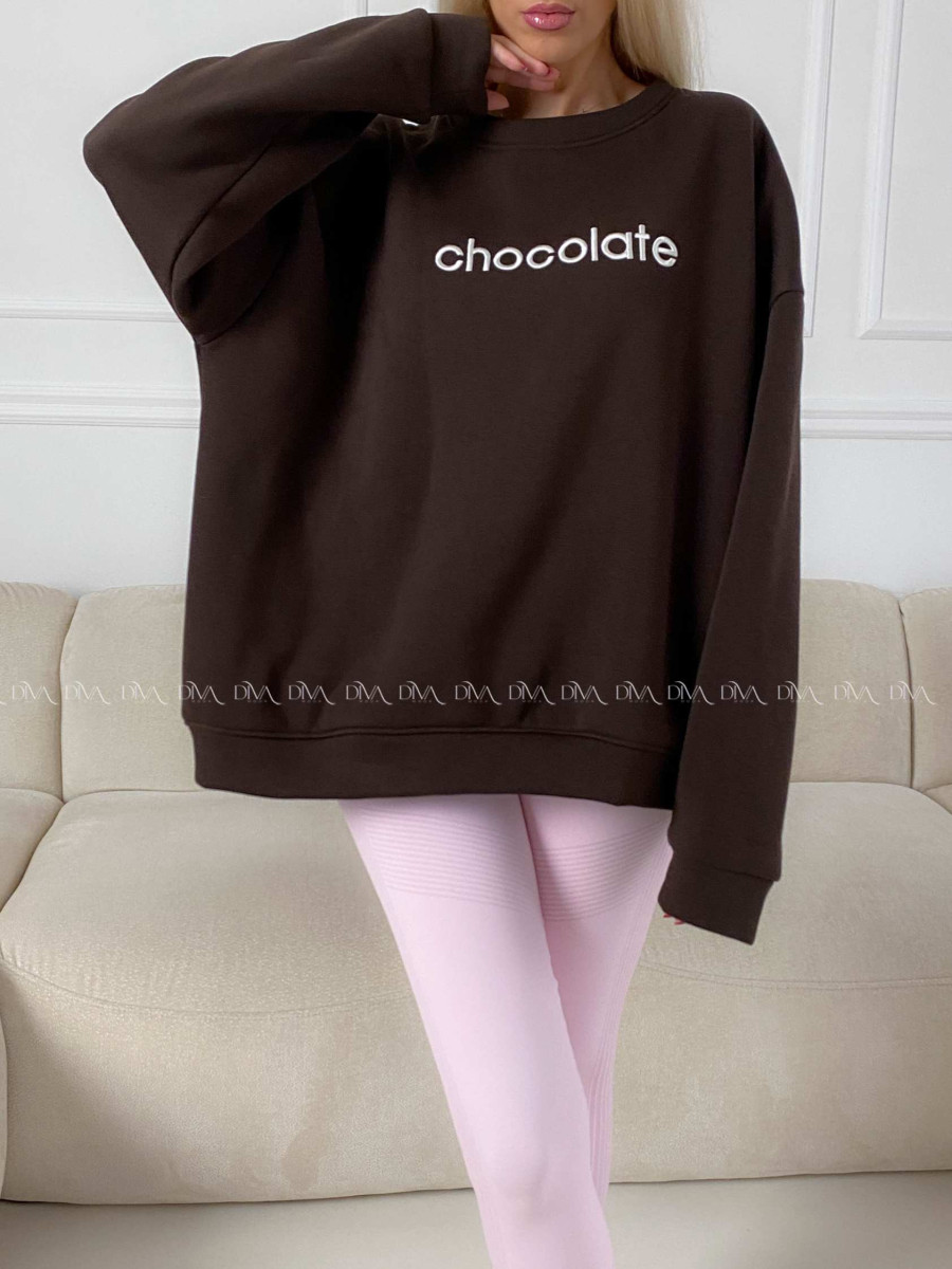 Oversize mikina chocolate čokoládová A 195