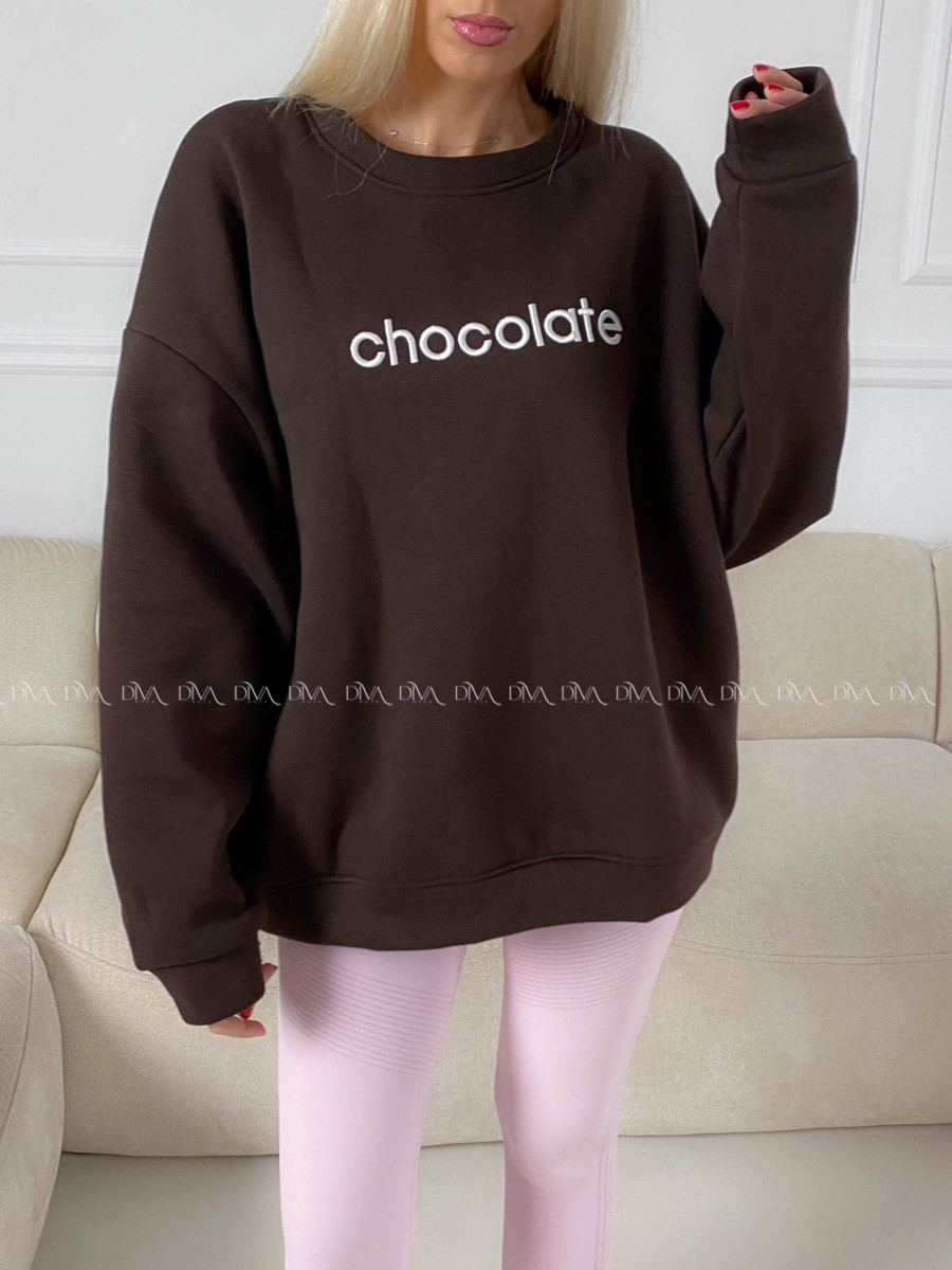 Oversize mikina chocolate čokoládová A 195