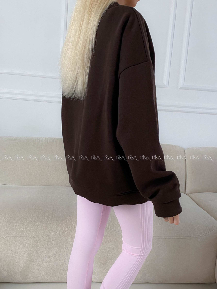 Oversize mikina chocolate čokoládová A 195