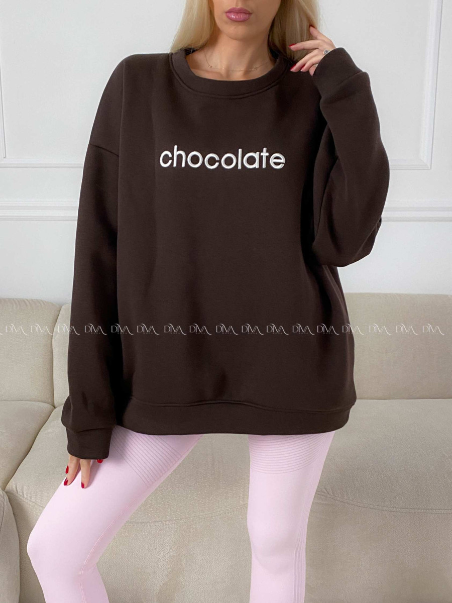 Oversize mikina chocolate čokoládová A 195