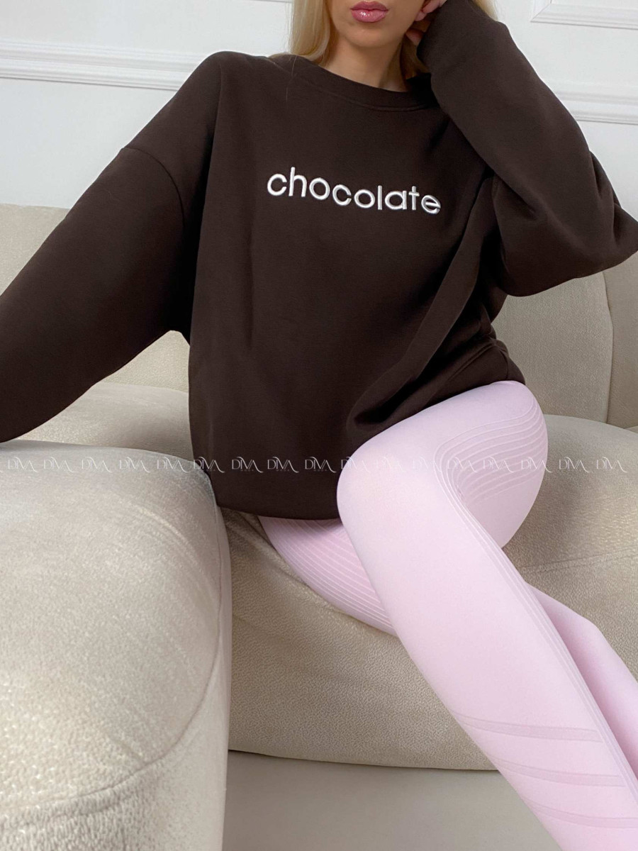 Oversize mikina chocolate čokoládová A 195