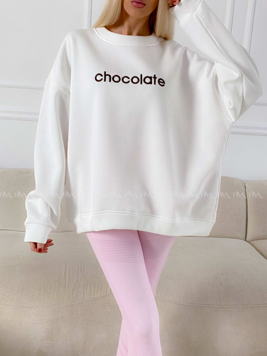 Oversize mikina chocolate biela A 195