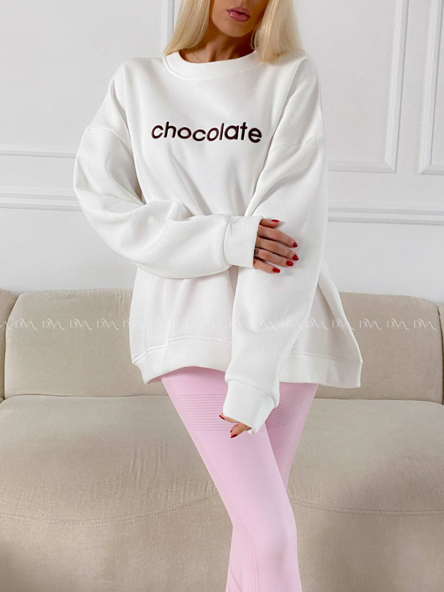 Oversize mikina chocolate biela A 195
