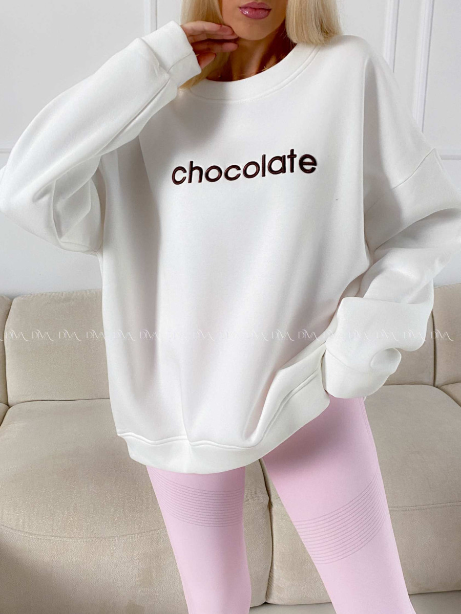 Oversize mikina chocolate biela A 195