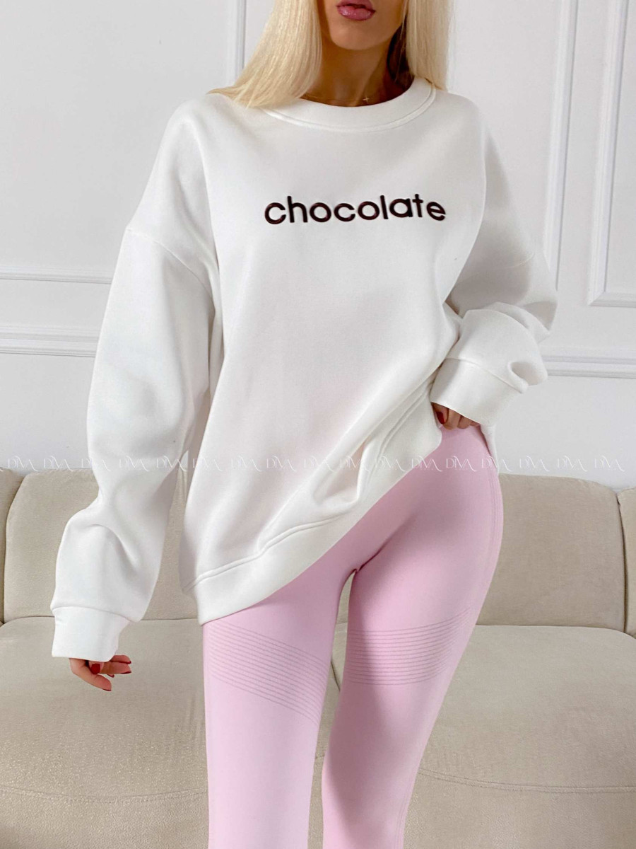 Oversize mikina chocolate biela A 195