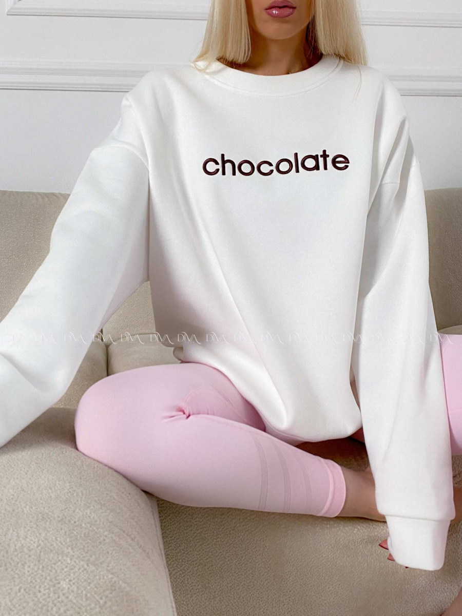 Oversize mikina chocolate biela A 195