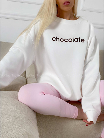 Oversize mikina chocolate biela A 195