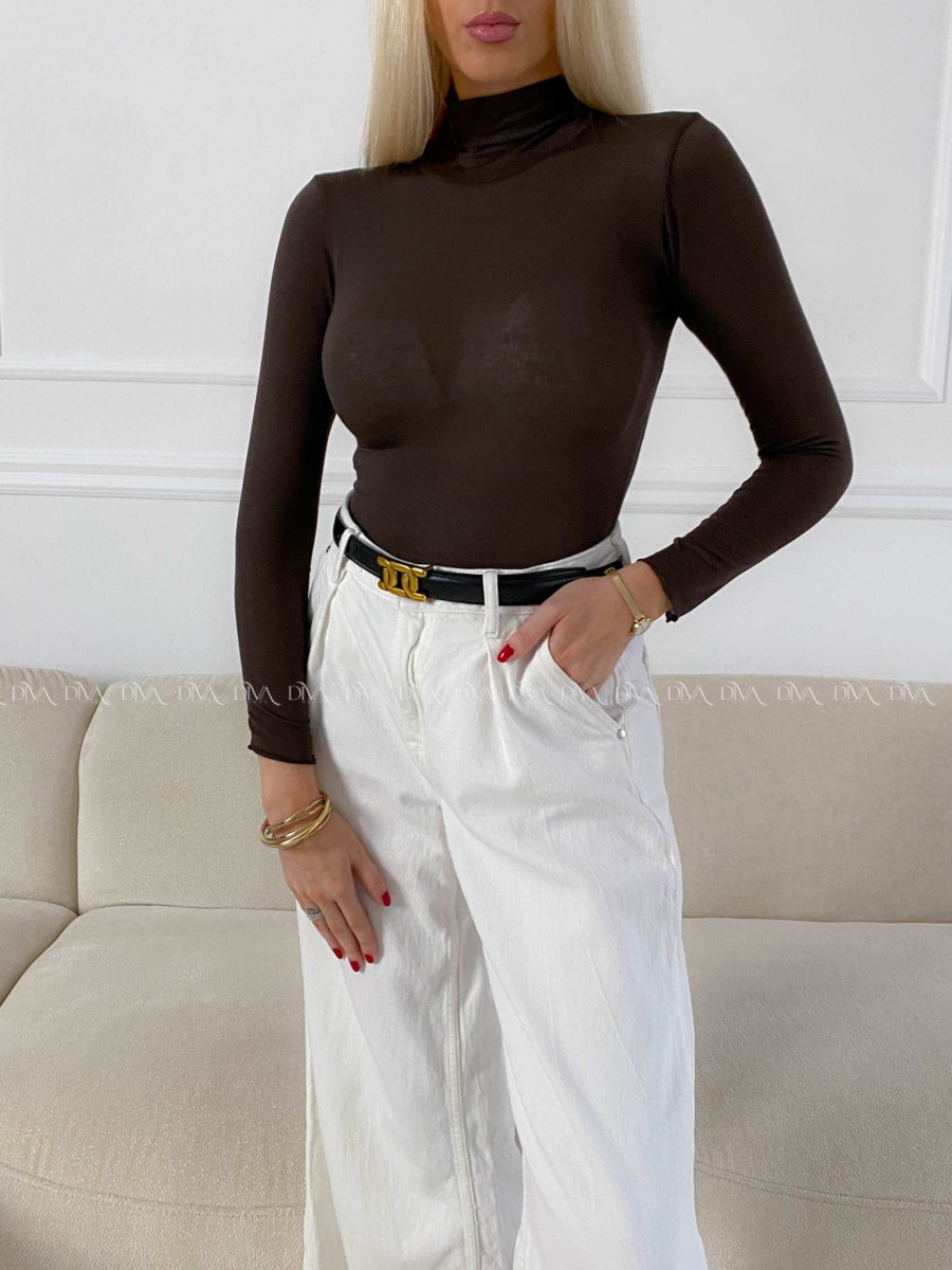 Tenký rolák s kašmírom čokoládový A 196