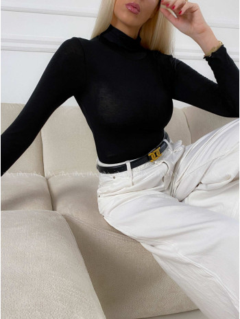 Tenký rolák s kašmírom čierny A 196