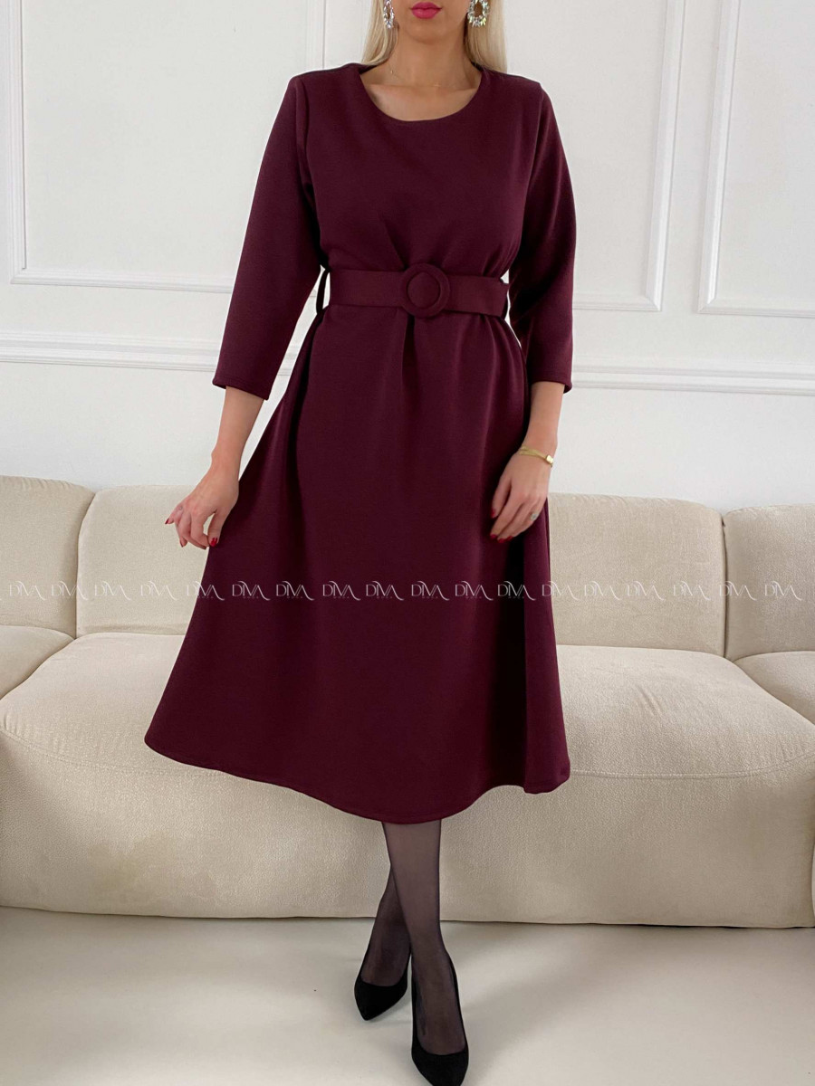 Teplé A- šaty s opaskom Mia burgundy A 200