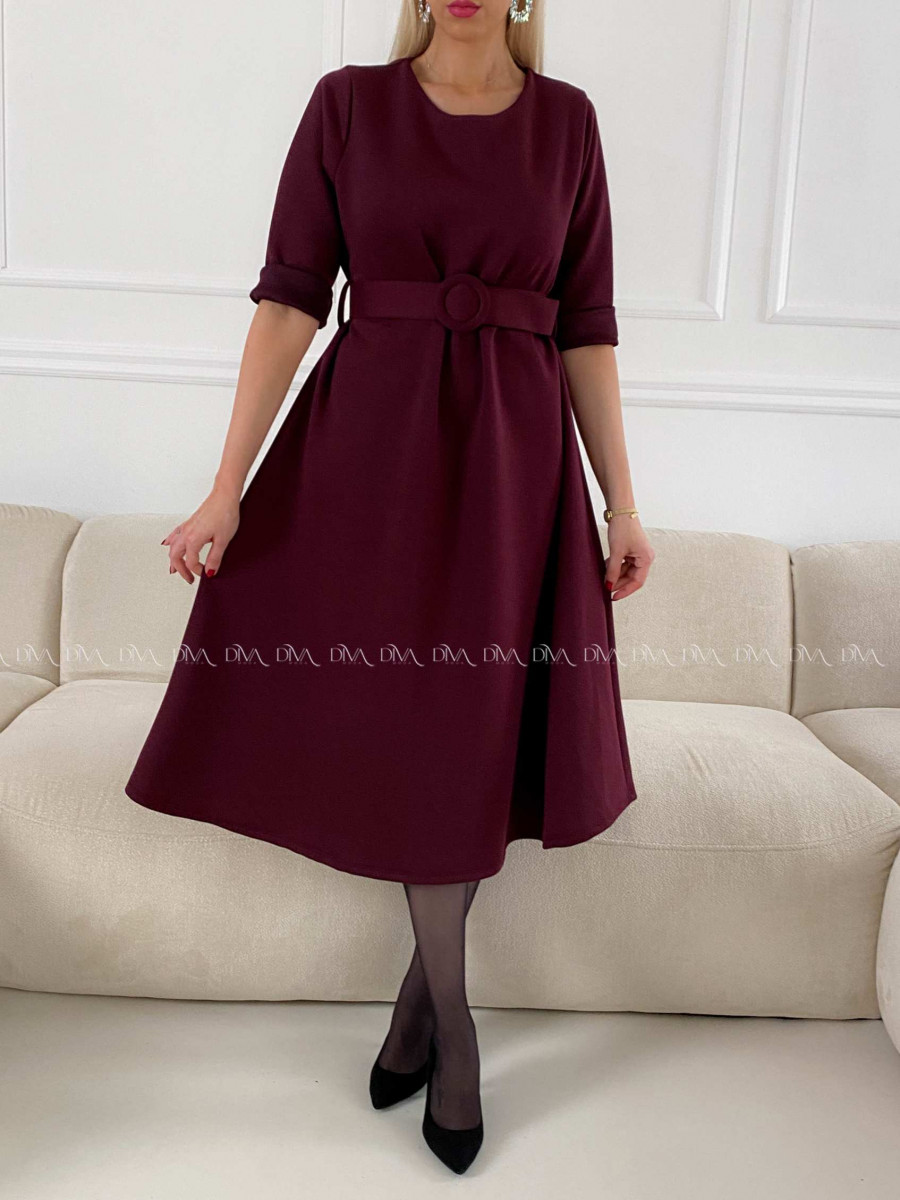 Teplé A- šaty s opaskom Mia burgundy A 200