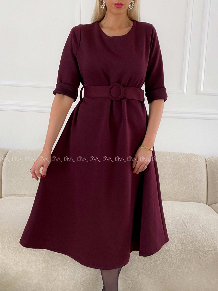 Teplé A- šaty s opaskom Mia burgundy A 200