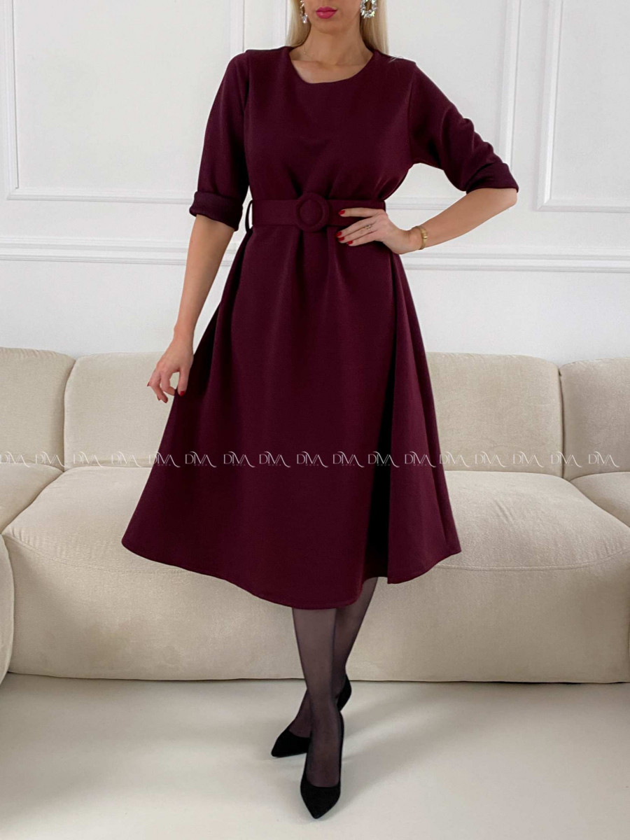 Teplé A- šaty s opaskom Mia burgundy A 200
