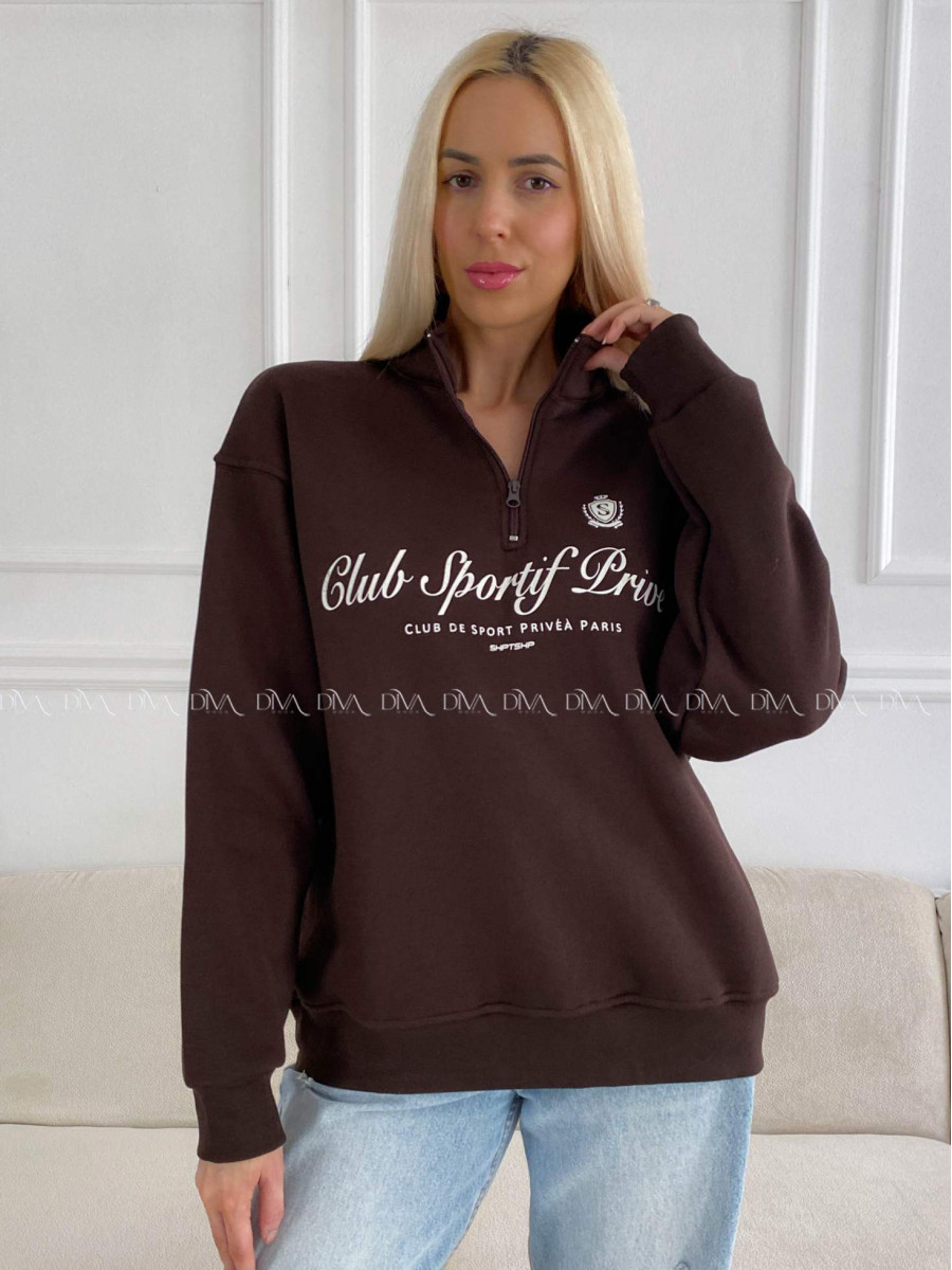 Oversize mikina club privé čokoládová B 15