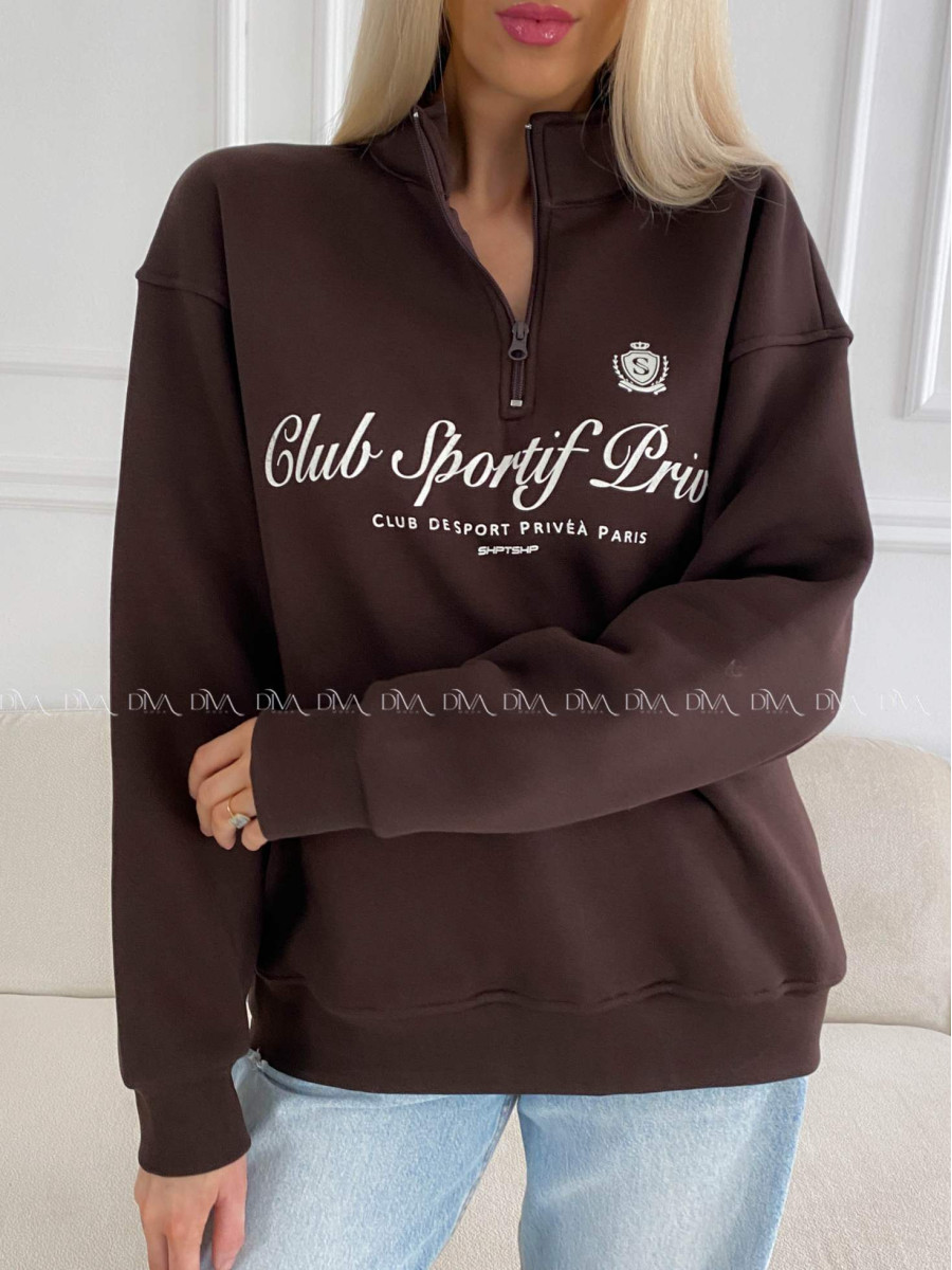 Oversize mikina club privé čokoládová B 15
