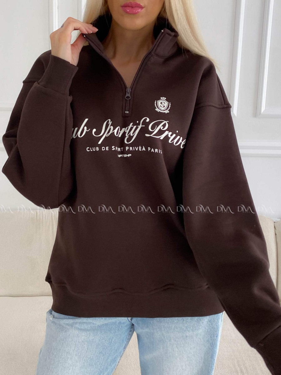 Oversize mikina club privé čokoládová B 15
