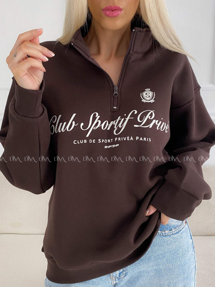 Oversize mikina club privé čokoládová B 15