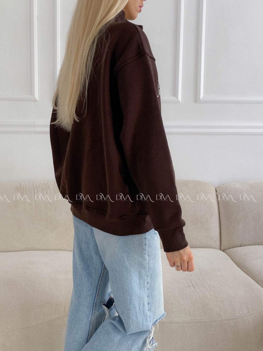 Oversize mikina club privé čokoládová B 15