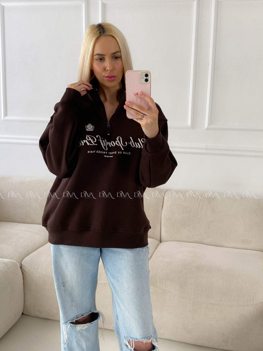 Oversize mikina club privé čokoládová B 15