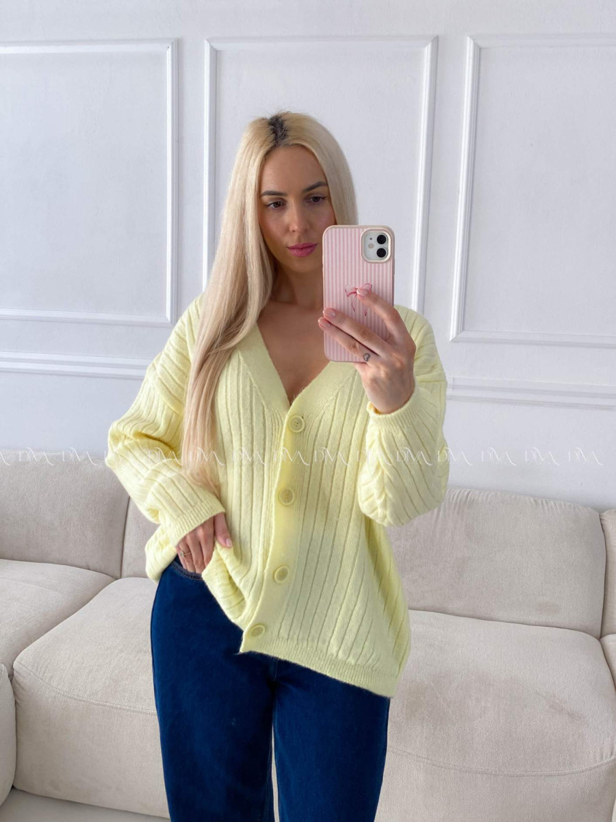 Oversize kardigan na gombíky žltý B 12