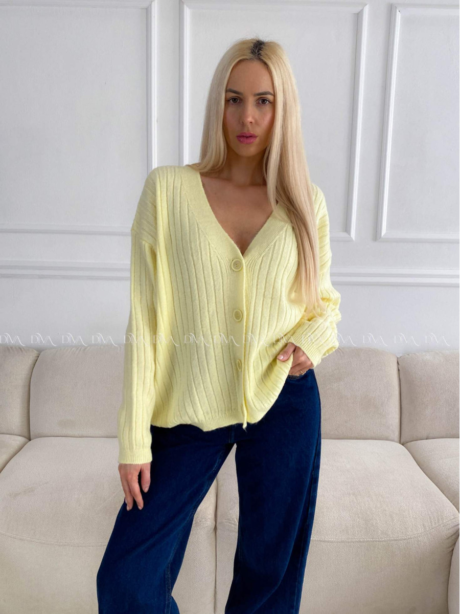 Oversize kardigan na gombíky žltý B 12