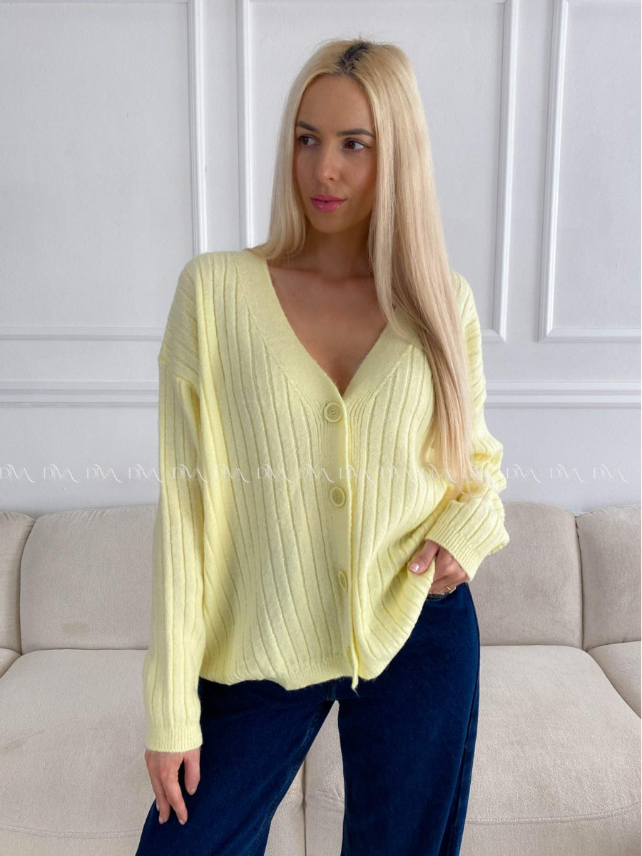 Oversize kardigan na gombíky žltý B 12